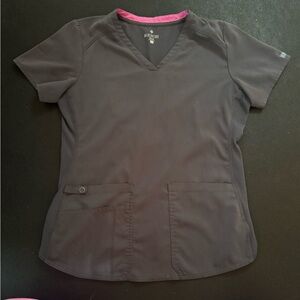 Med Couture Charcoal Short Sleeve Scrub Top